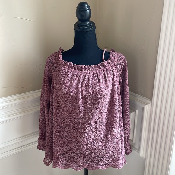Anthropologie Rose Pink Off-the-Shoulder Top - Picture 2 of 4